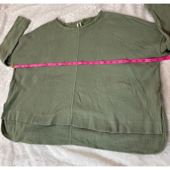 Anthropologie Nori Waffle Thermal Top Sage Green Oversized Boxy Long Sleeve XS - Picture 9 of 12
